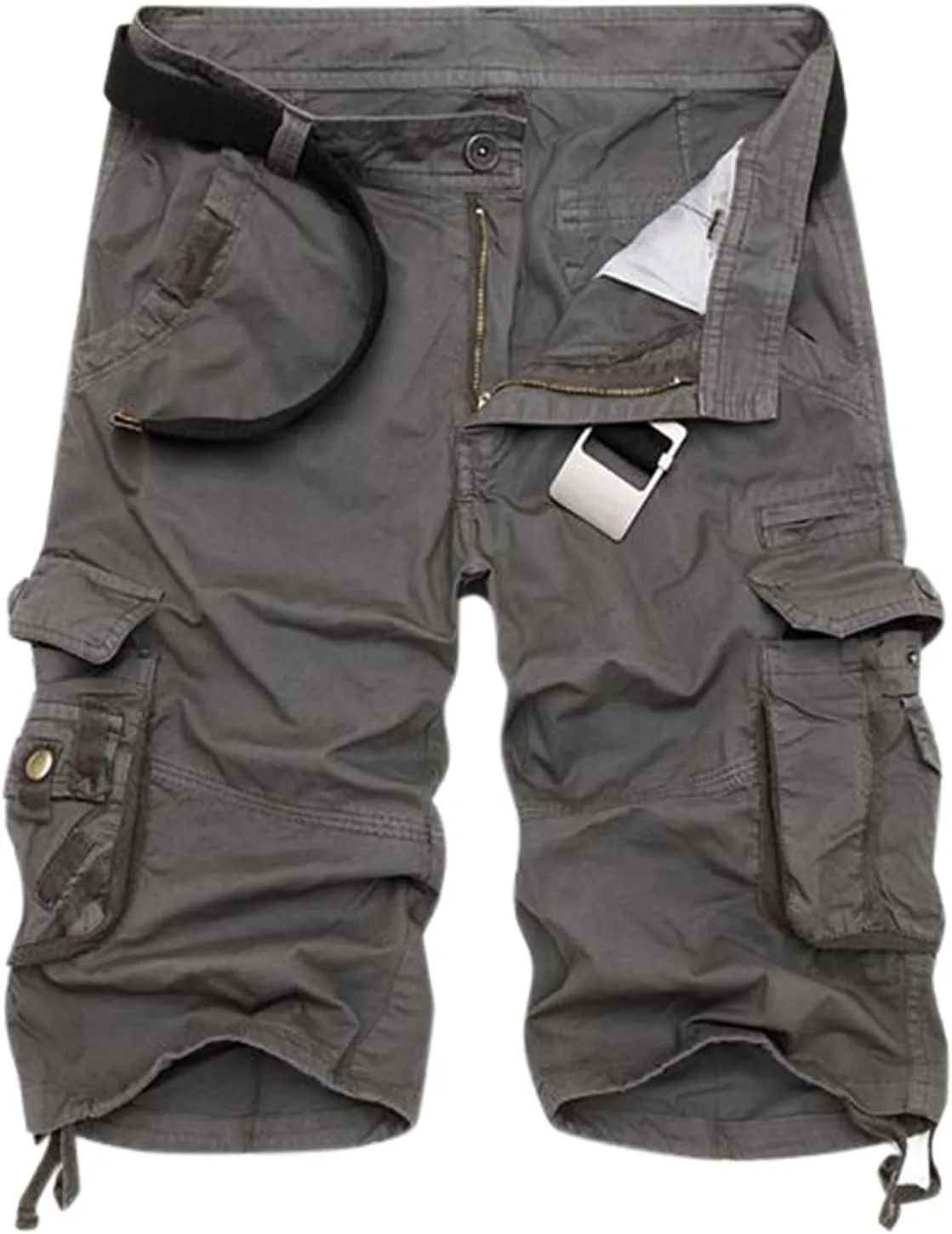 Men's Stretch Cargo Shorts Lightweight Casual Drawstring Gym Shorts Classic Relaxed Fit Summer with Pockets