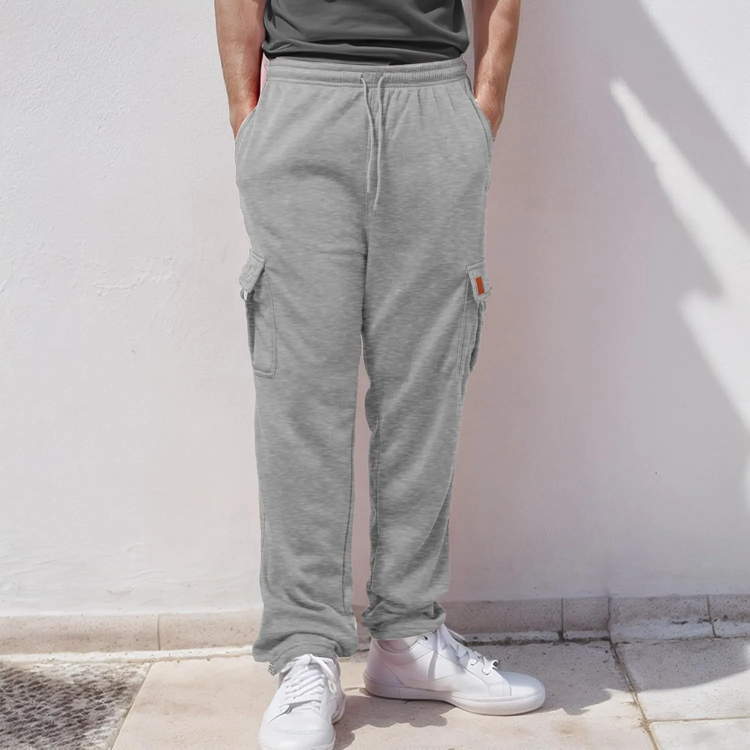 Mens Sweatpants Drawstring Elastic Waist Wide Leg Pant Loose Fit Baggy Pants Hiking Hunting Work Trousers