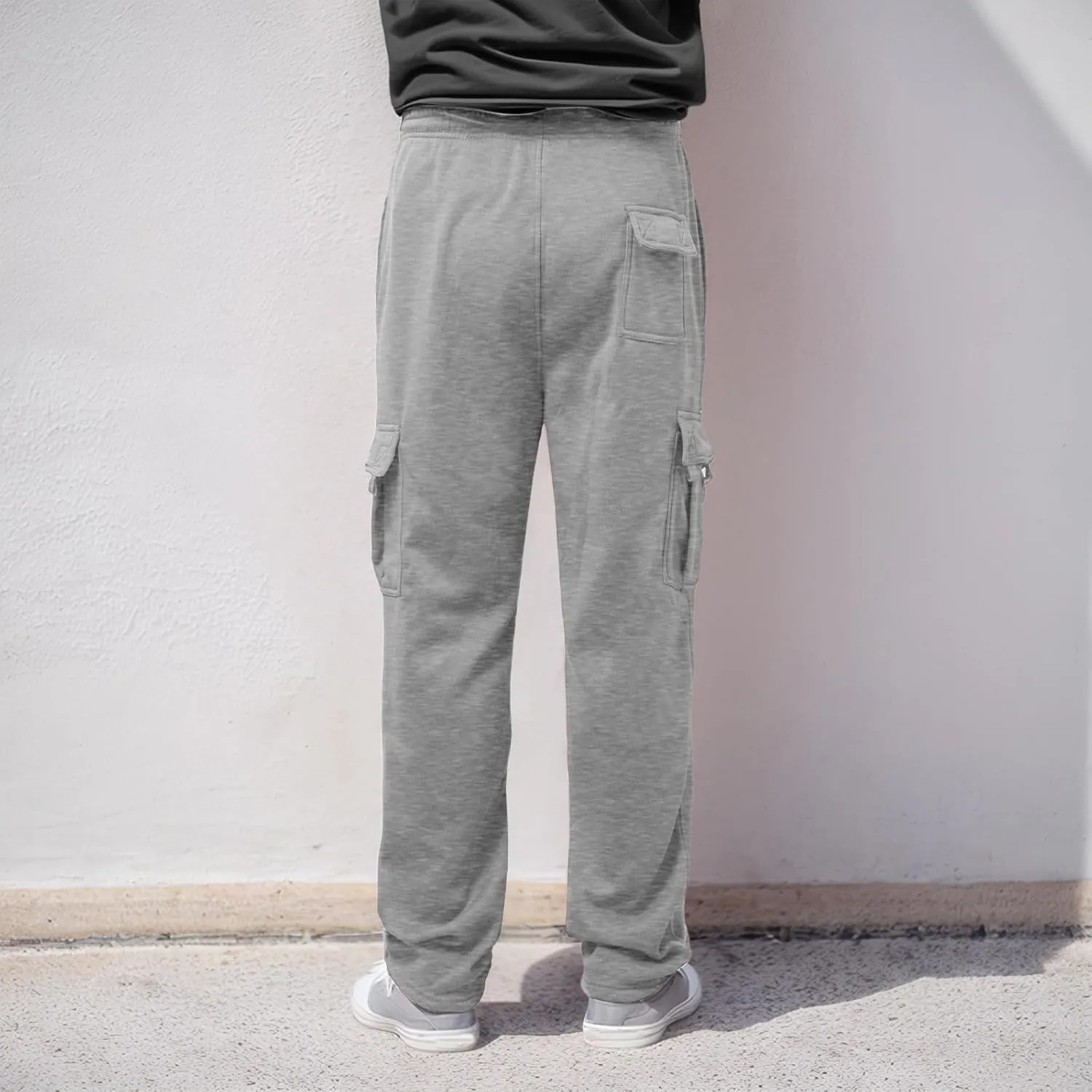 Mens Sweatpants Drawstring Elastic Waist Wide Leg Pant Loose Fit Baggy Pants Hiking Hunting Work Trousers