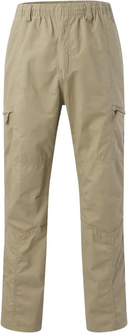 Mens Sweatpants Zipper Fly Cotton Casual Cargo Work Pants Relaxed Fit Baggy Travel Hiking Trouser Multi Pockets
