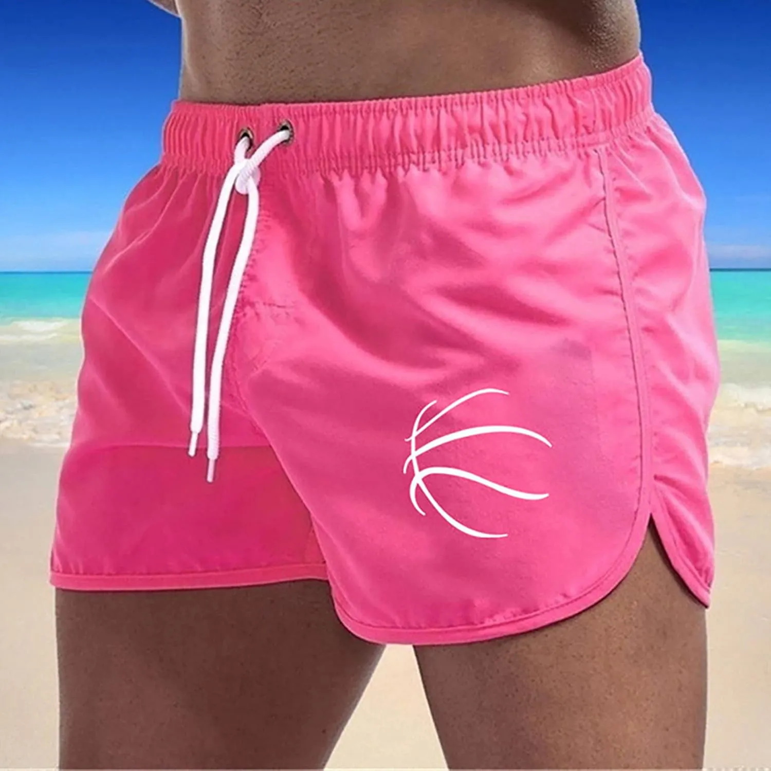 Men's Swim Trunks 5 Inch Quick Dry Baseball Board Shorts Summer Swimming Trunks Beach Shorts for Men Bathing Suits