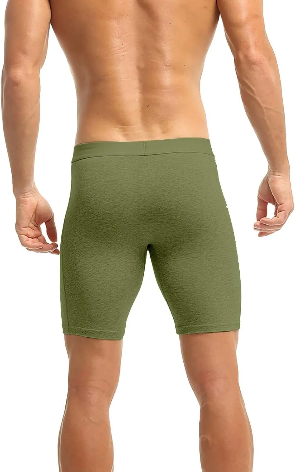 Men's Swim Trunks Plus Size Boxer Underwear 2 in 1 Solid Color High Stretch Panties Comfortable Breathable Briefs