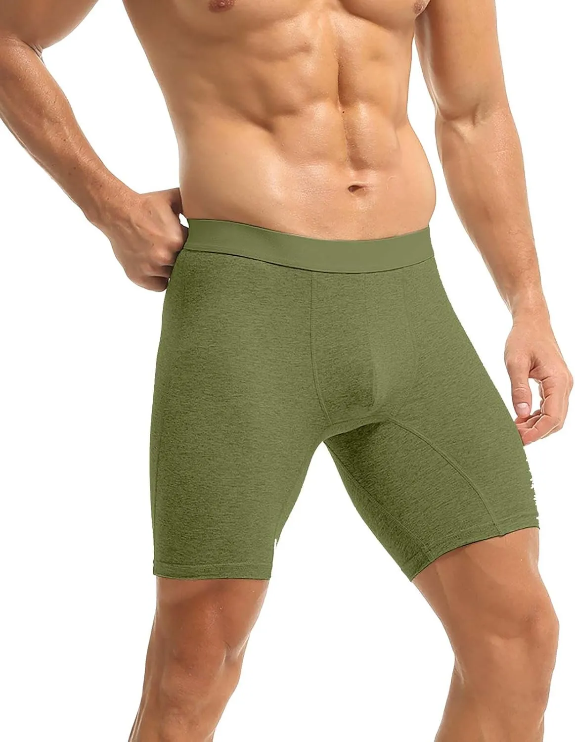 Men's Swim Trunks Plus Size Boxer Underwear 2 in 1 Solid Color High Stretch Panties Comfortable Breathable Briefs
