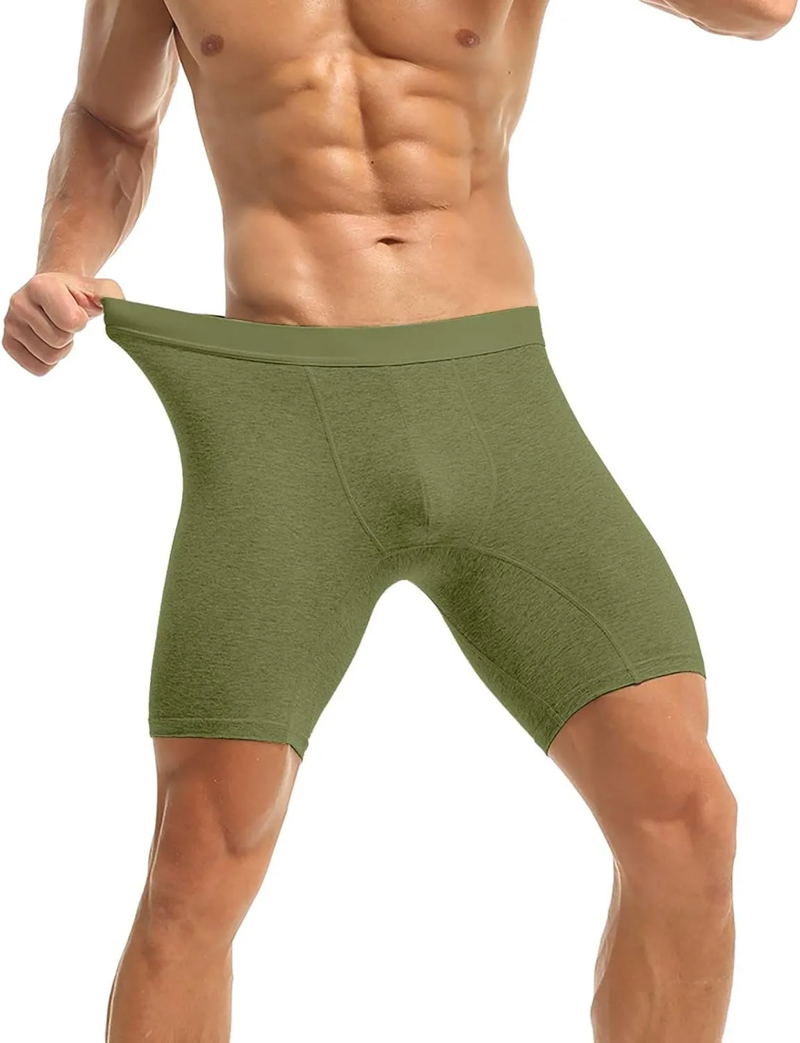 Men's Swim Trunks Plus Size Boxer Underwear 2 in 1 Solid Color High Stretch Panties Comfortable Breathable Briefs