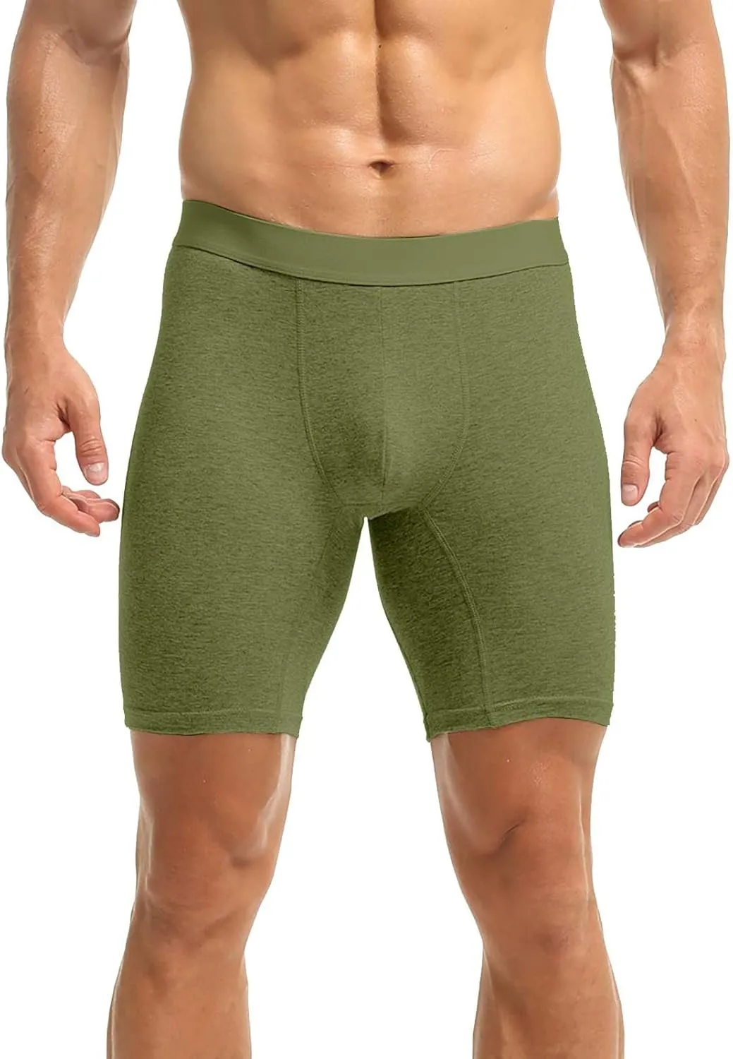 Men's Swim Trunks Plus Size Boxer Underwear 2 in 1 Solid Color High Stretch Panties Comfortable Breathable Briefs