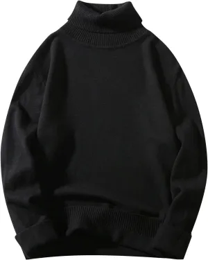 Mens Turtleneck Sweaters,Casual Basic Knitted Sweater Slim Long Sleeve Classic Solid Pullover Knitwear Tops