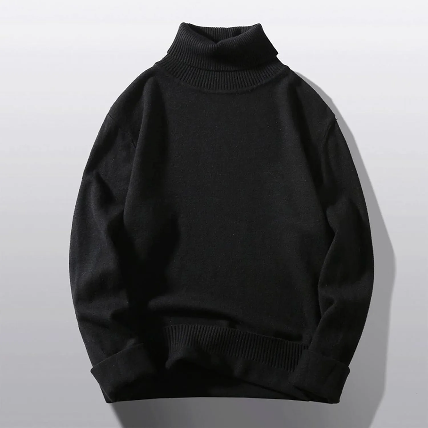 Mens Turtleneck Sweaters,Casual Basic Knitted Sweater Slim Long Sleeve Classic Solid Pullover Knitwear Tops