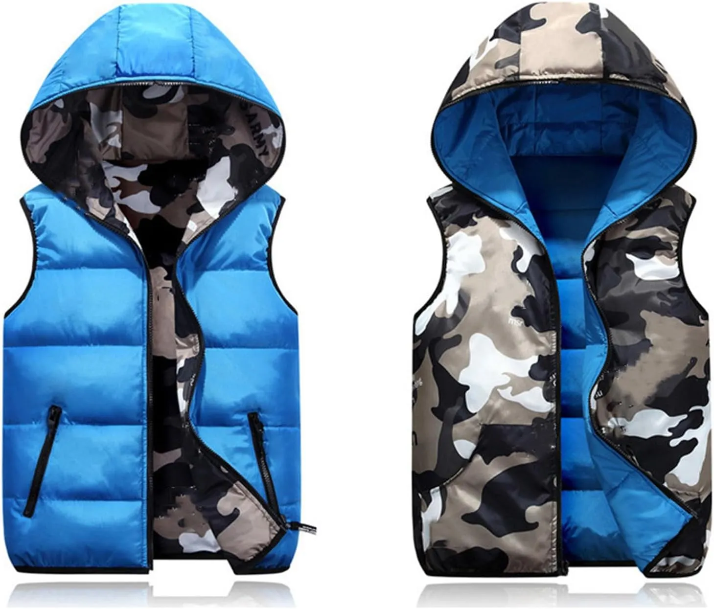 Mens Vests Winter Sleeveless Jackets Male Double-Wear Cotton-Padded Hooded Vest Coats Men Thick Warm Waistcoats