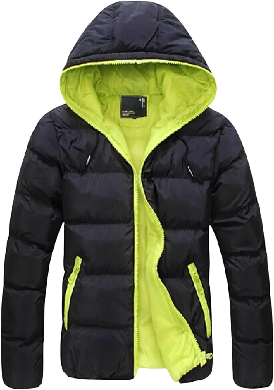 Mens Winter Coat Zipper Fashion Fall Casual Loose Fit Coats Thickened Cotton Padded Warm Hood Jacket Outwear