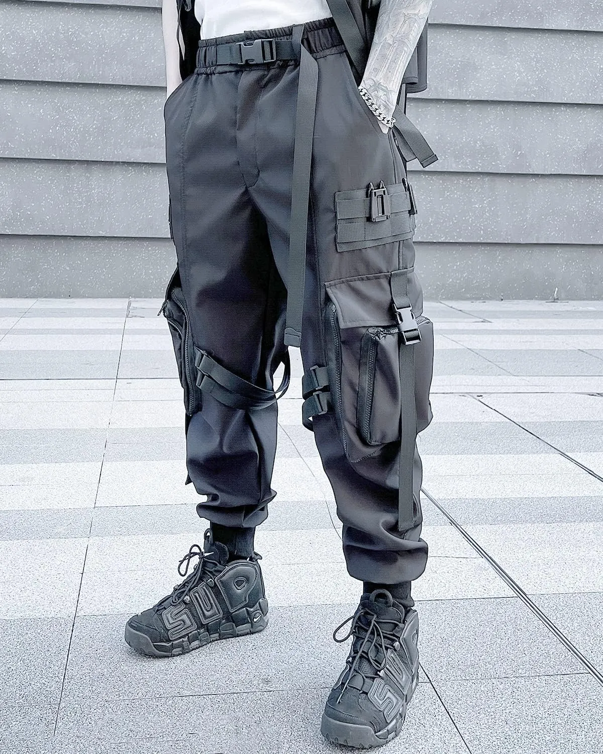 Men's Women Techwear Drawstring Punk Jogger Harem Pants
