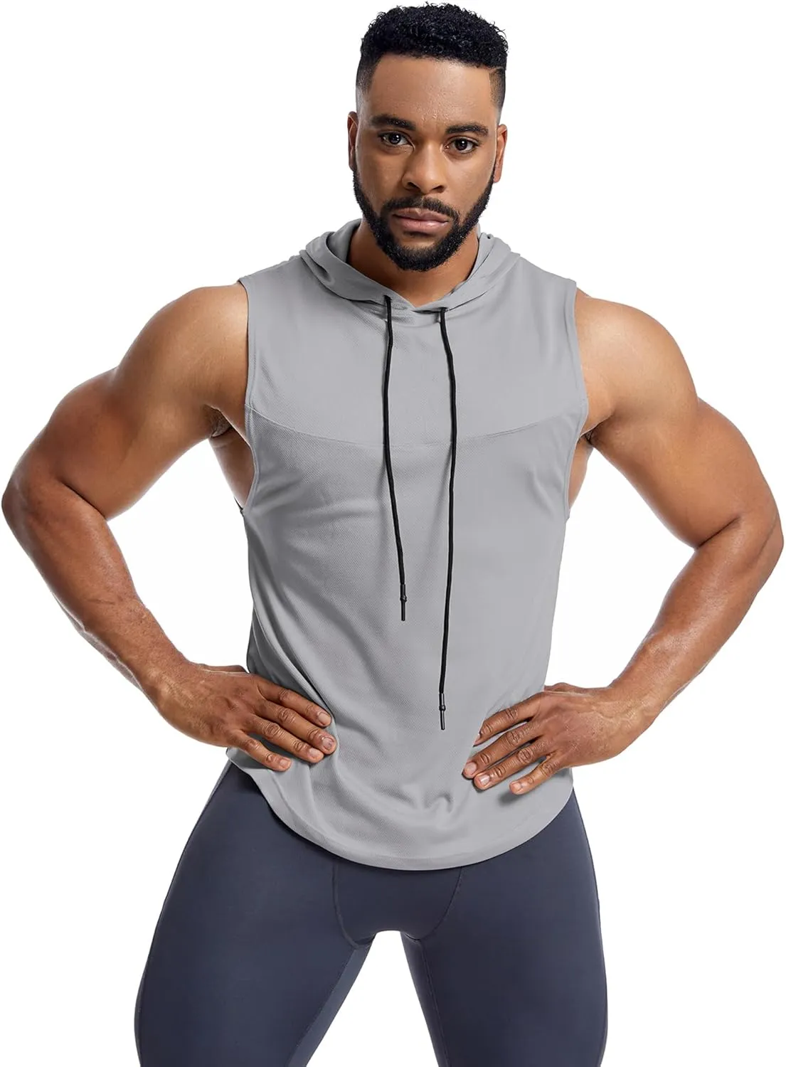 Men's Workout Tank Tops Sleeveless Running Shirts with Hoodie