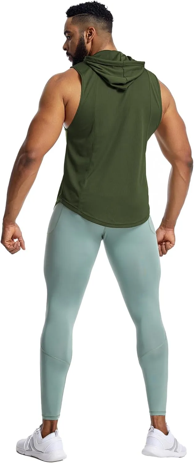 Men's Workout Tank Tops Sleeveless Running Shirts with Hoodie