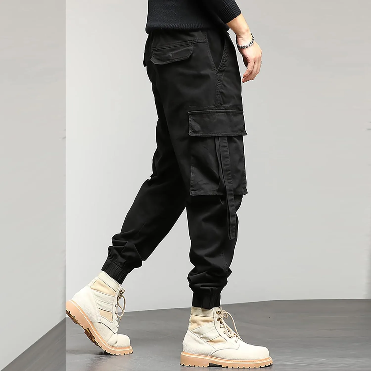 Men's Zipper Fly Flare Leg Pants Pantalones Blancos para Hombre Athletic Work Pants for Men Cotton Cargo Sweatpants