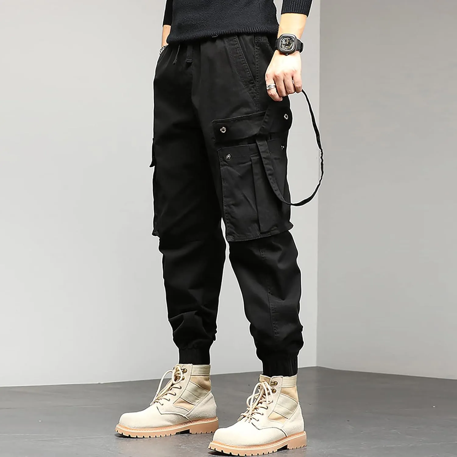 Men's Zipper Fly Flare Leg Pants Pantalones Blancos para Hombre Athletic Work Pants for Men Cotton Cargo Sweatpants