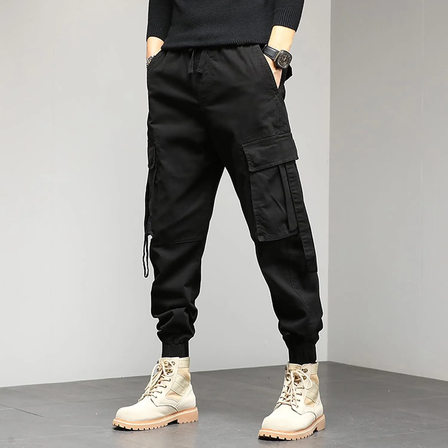Men's Zipper Fly Flare Leg Pants Pantalones Blancos para Hombre Athletic Work Pants for Men Cotton Cargo Sweatpants
