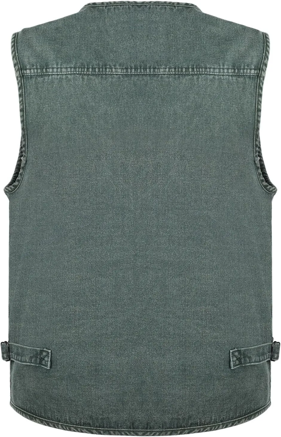 Men's Zipper Multi Pockets Casual Vest Outdoor Travel Fishing Hunting Photo Utility Work Cargo Vests Denim Black