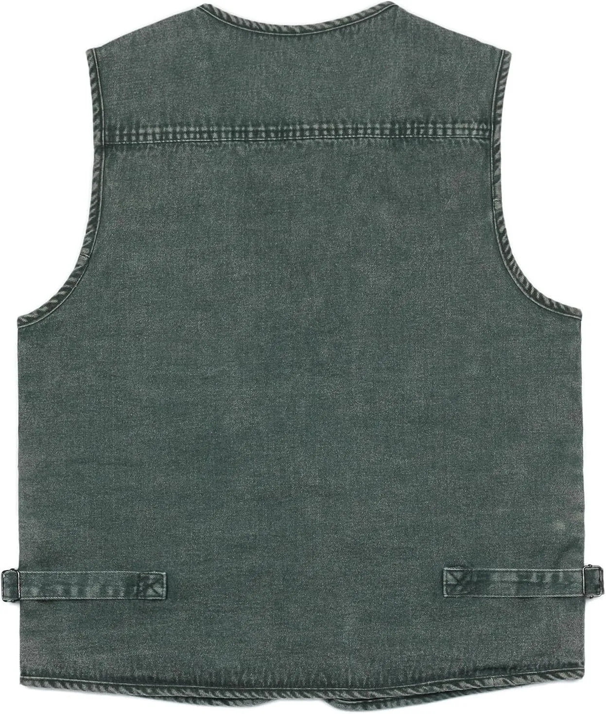 Men's Zipper Multi Pockets Casual Vest Outdoor Travel Fishing Hunting Photo Utility Work Cargo Vests Denim Black