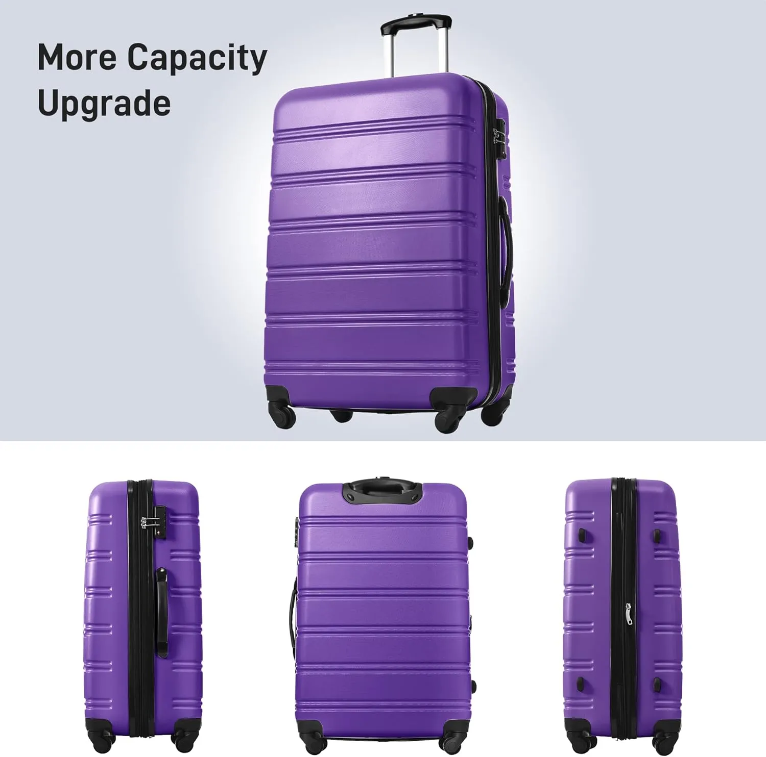 Merax Luggage Sets 3 Piece Hardside Expandable Suitcase with Spinner Wheels,Durable Lightweight Luggage with TSA Lock, Large Travel Luggage Set(Purple-1,20 24 28 inches)