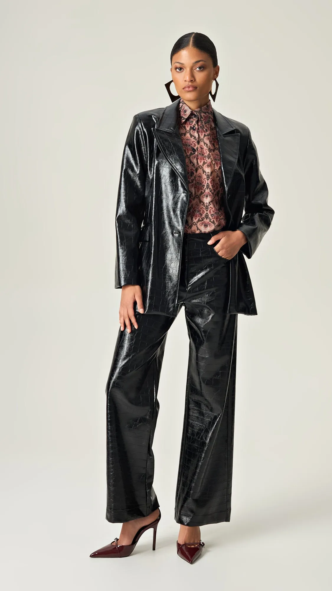 MIDNIGHT POWER CROCO LEATHER PANTS
