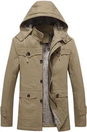 Military Cargo Coat Mens Thick Warm Man Winter Cotton Padded Jacket Multi-Pocket Hoodies Parka