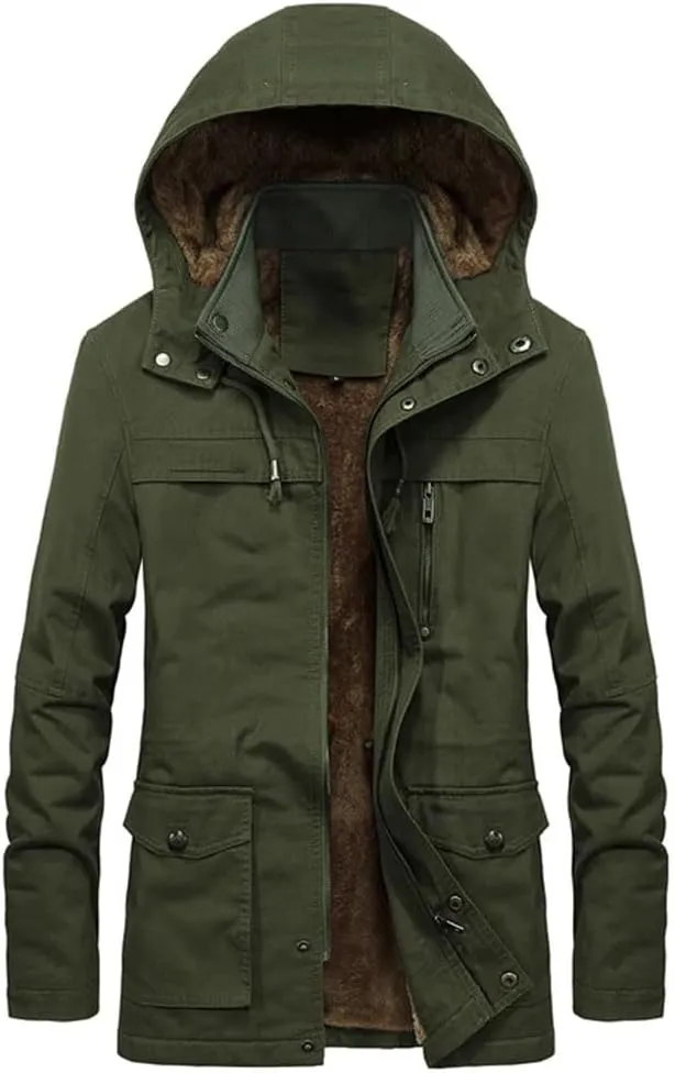Military Cargo Coat Mens Thick Warm Man Winter Cotton Padded Jacket Multi-Pocket Hoodies Parka