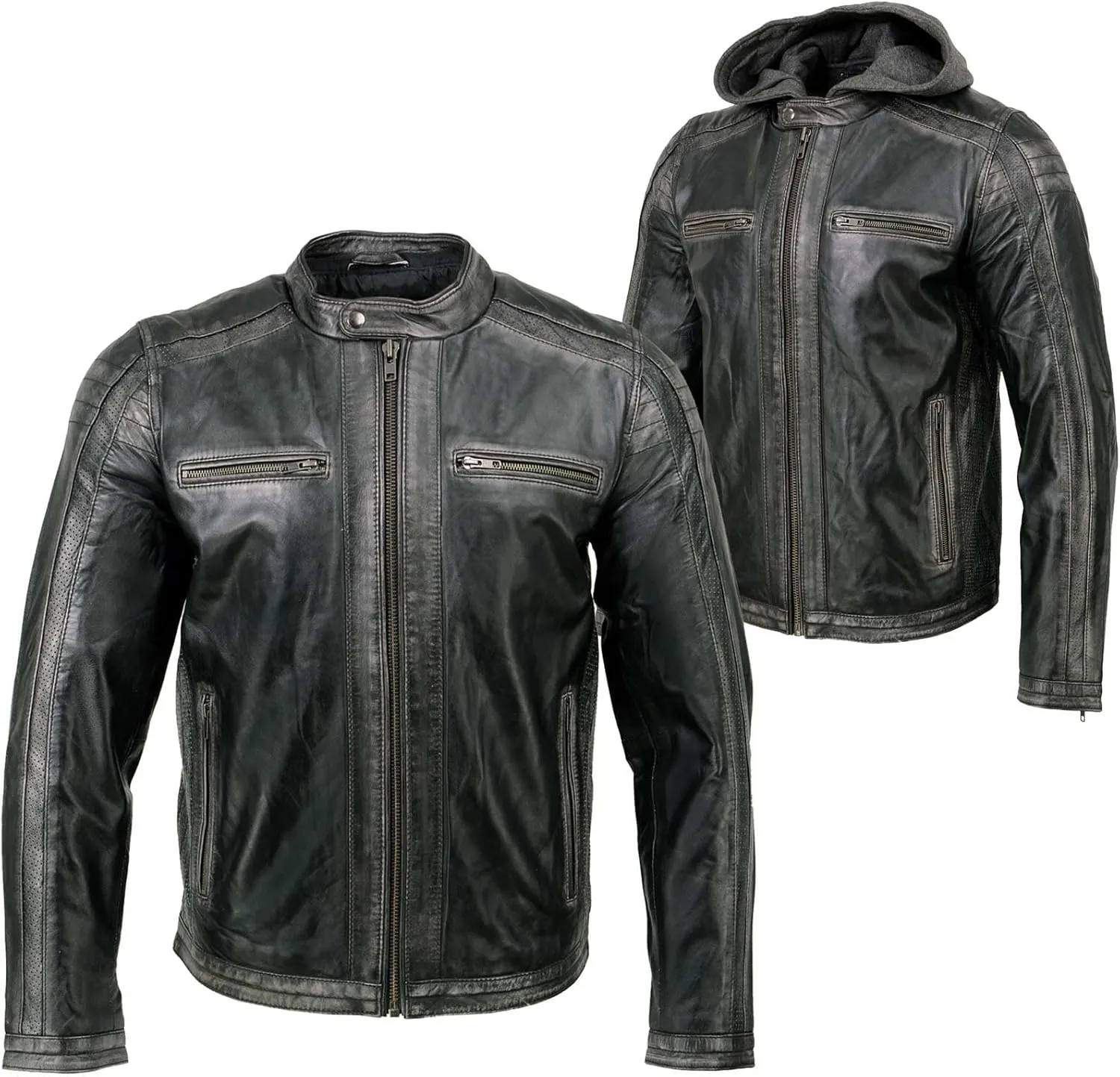Milwaukee Leather Premium Men's Leather Fashion Casual Jackets and Coats with Hoodie | SFM