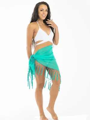 Mint Chiffon Tassel Triangle Sarong