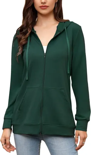 MISSKY Women's Casual Long Sleeve Zip up Jacket with Pockets Running Sweatshirts Jackets