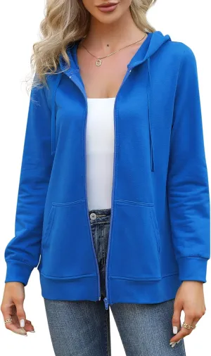 MISSKY Women's Casual Long Sleeve Zip up Jacket with Pockets Running Sweatshirts Jackets
