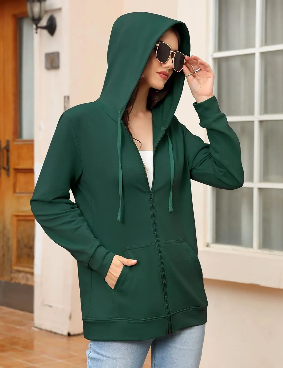 MISSKY Women's Casual Long Sleeve Zip up Jacket with Pockets Running Sweatshirts Jackets