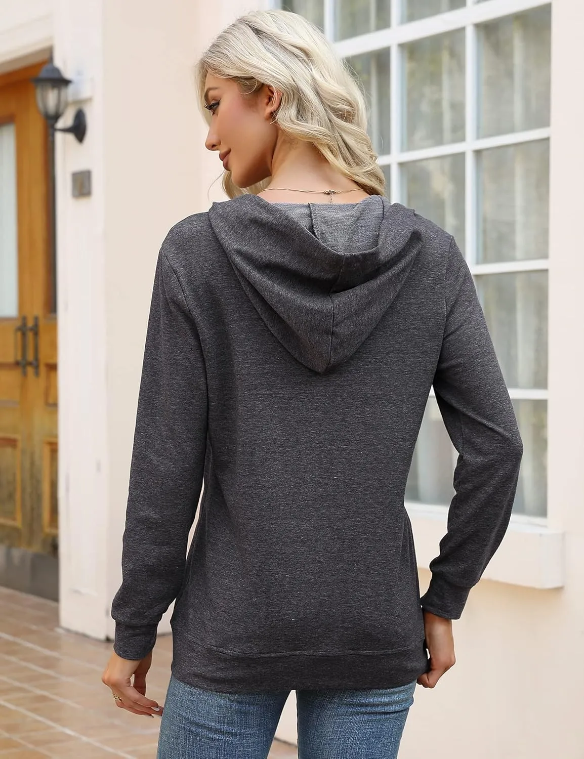 MISSKY Women's Casual Long Sleeve Zip up Jacket with Pockets Running Sweatshirts Jackets