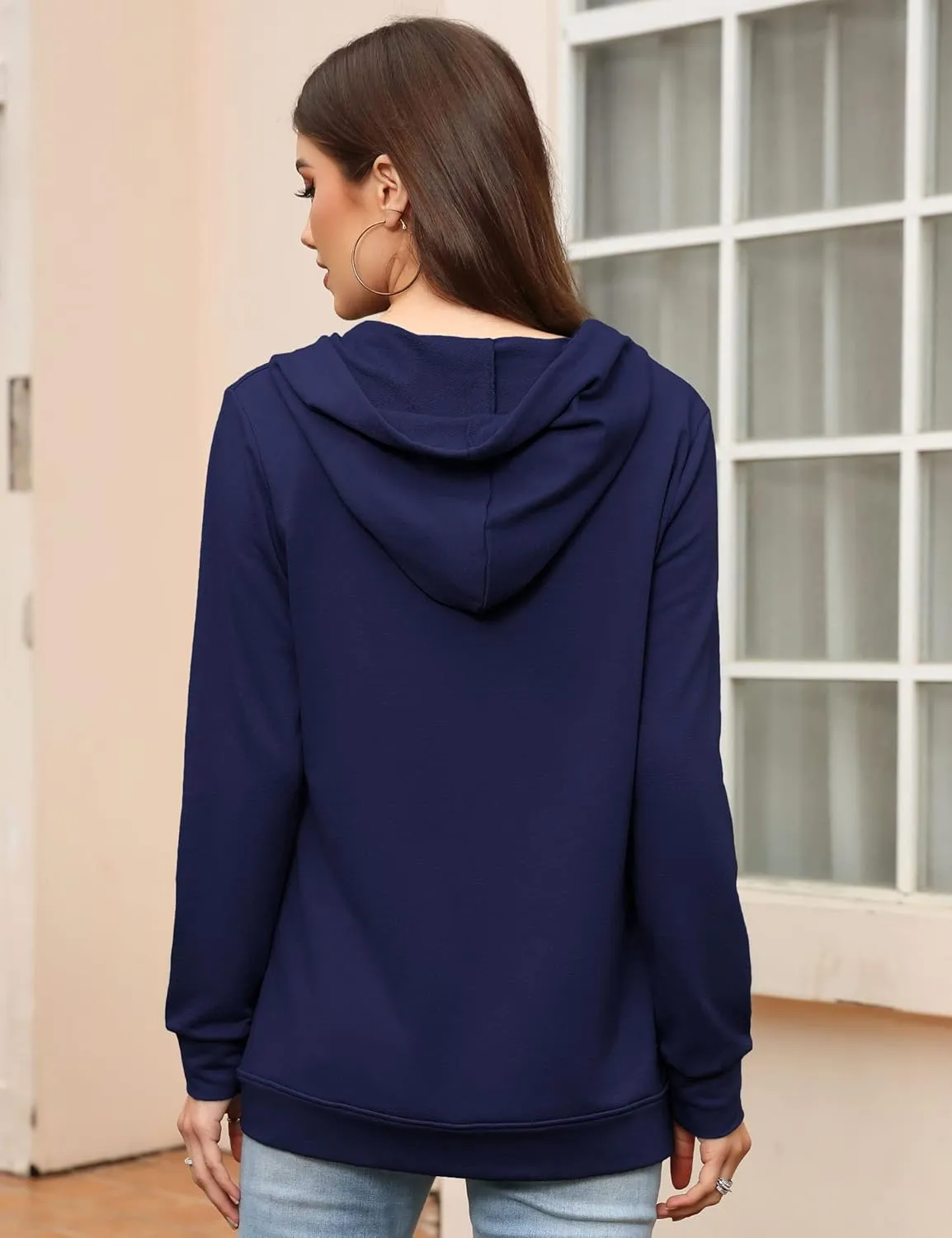MISSKY Women's Casual Long Sleeve Zip up Jacket with Pockets Running Sweatshirts Jackets
