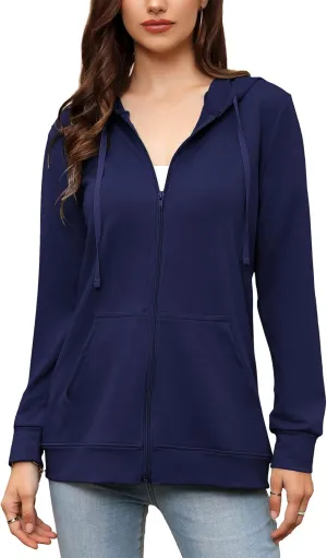 MISSKY Women's Casual Long Sleeve Zip up Jacket with Pockets Running Sweatshirts Jackets