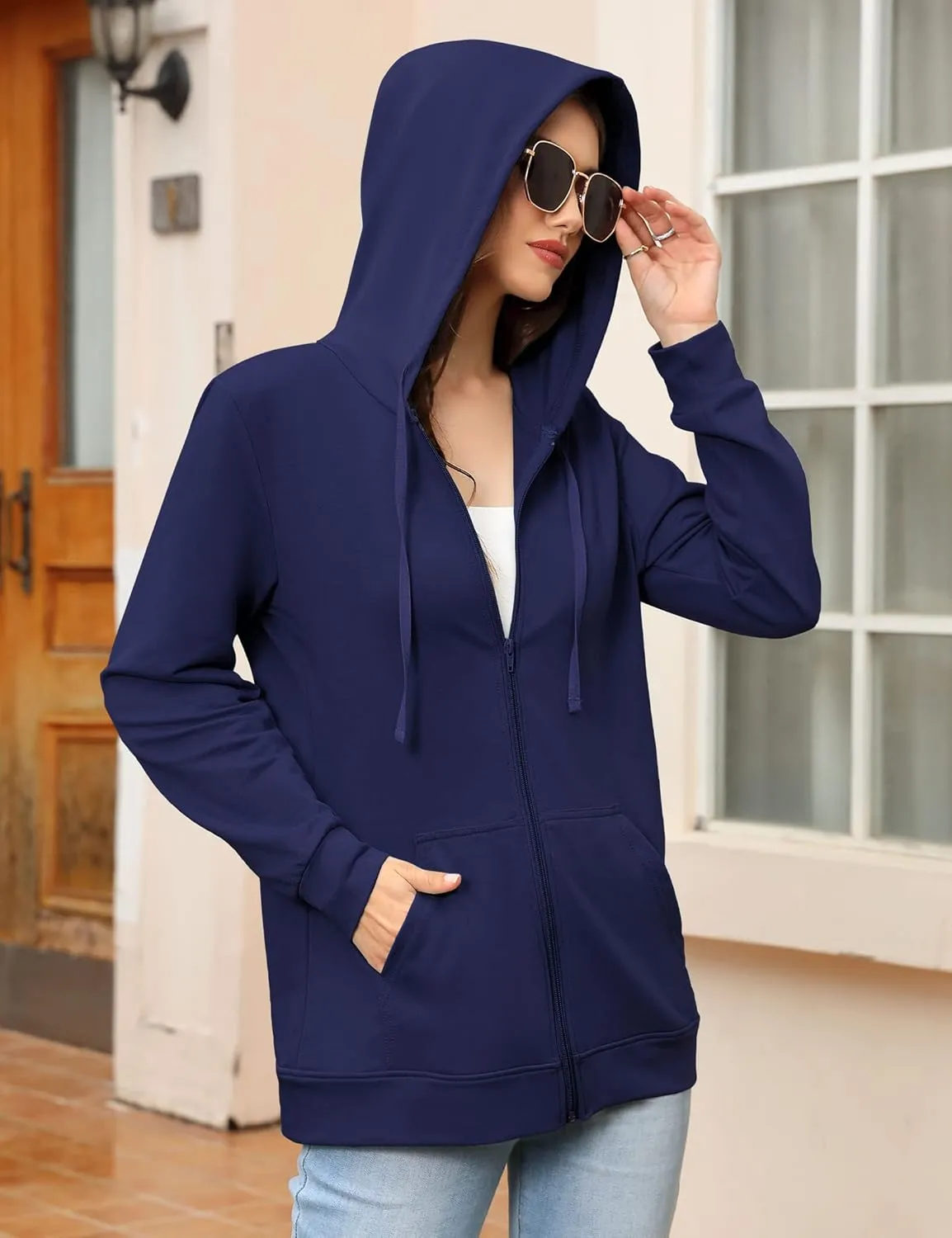 MISSKY Women's Casual Long Sleeve Zip up Jacket with Pockets Running Sweatshirts Jackets