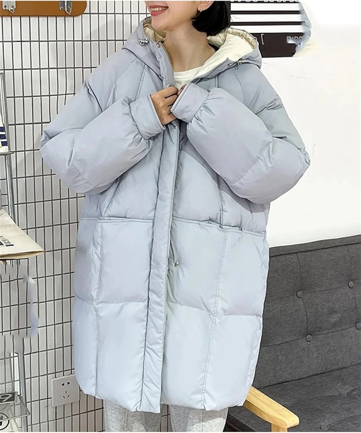 Mnjyihy Women's Winter Down Jackets Coat Baggy Thickening Warm Long Oversized Puffer Cotton Padded Jacket
