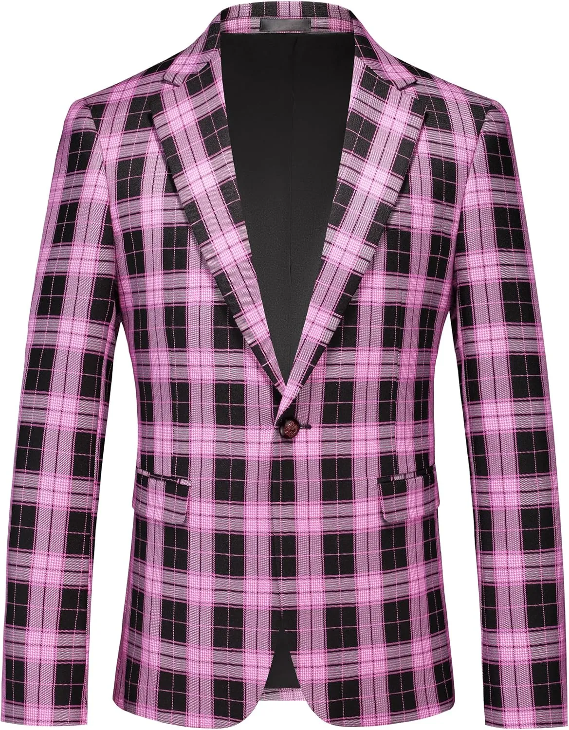 MOGU Men's Plaid Casual Suit Blazer Jackets - Slim Fit Checkered Sports Coat