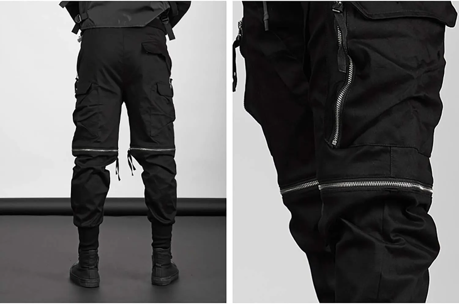 MOKEWEN Men's Cargo Pocket Removable Zipper Shorts Jogger Sport Harem Ninth Pants