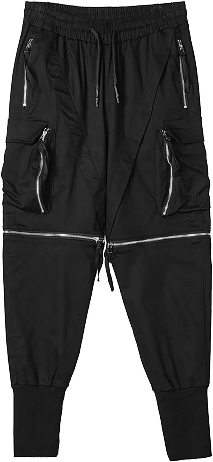 MOKEWEN Men's Cargo Pocket Removable Zipper Shorts Jogger Sport Harem Ninth Pants