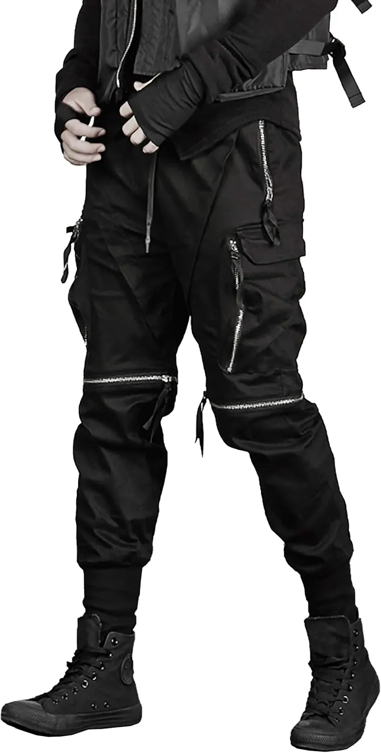 MOKEWEN Men's Cargo Pocket Removable Zipper Shorts Jogger Sport Harem Ninth Pants