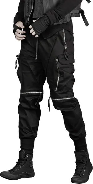 MOKEWEN Men's Cargo Pocket Removable Zipper Shorts Jogger Sport Harem Ninth Pants