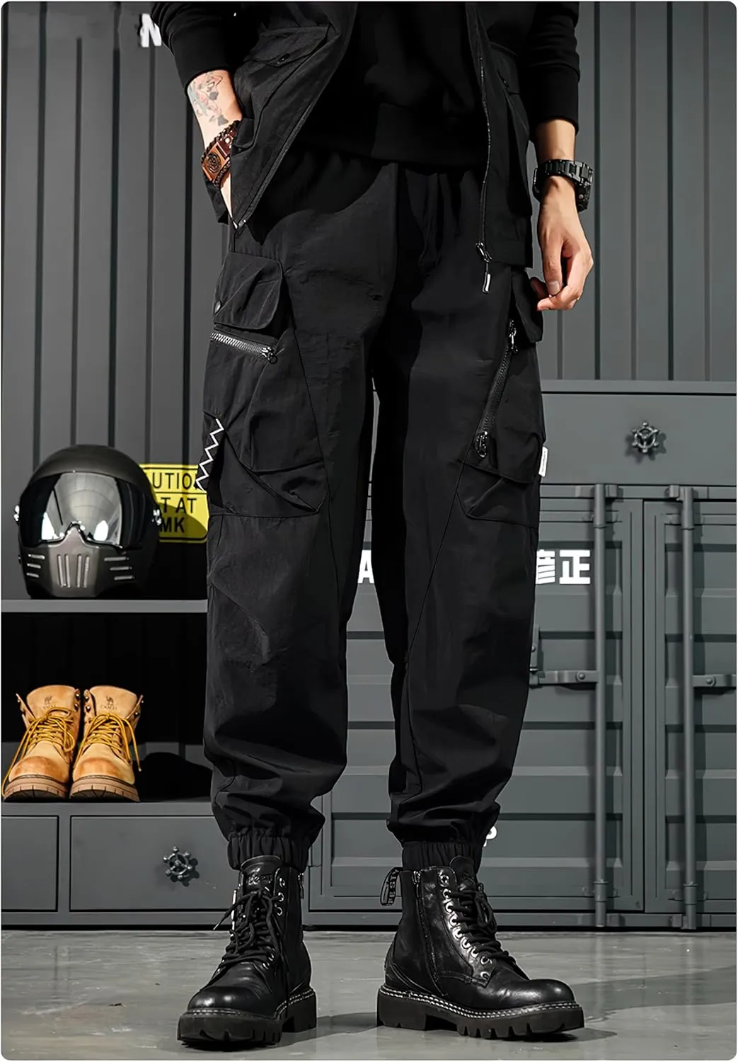 MOKEWEN Men's Elastic Waist Ninth Harem Pants Sweatpants