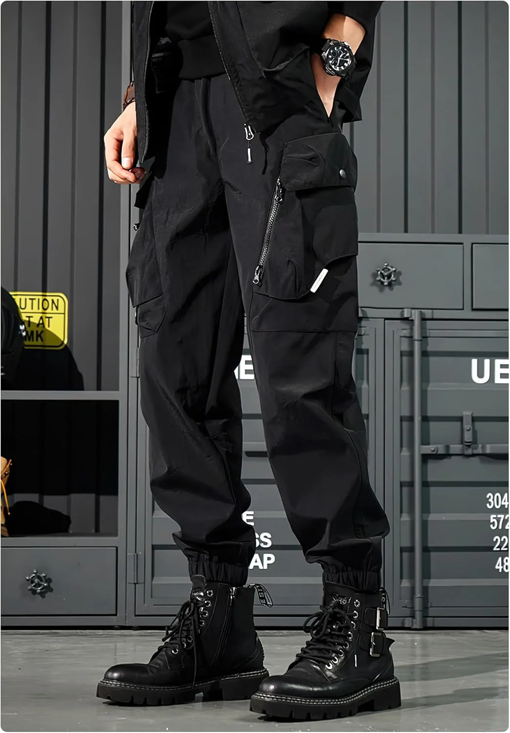 MOKEWEN Men's Elastic Waist Ninth Harem Pants Sweatpants