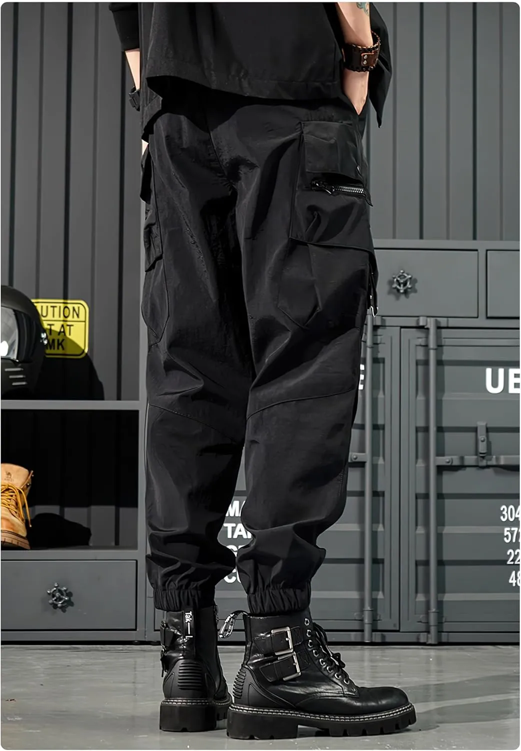 MOKEWEN Men's Elastic Waist Ninth Harem Pants Sweatpants