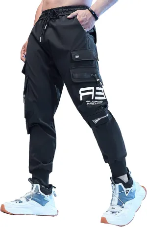 MOKEWEN Men's Motorcycle Techwear Jogger Cargo Pants with Pockets