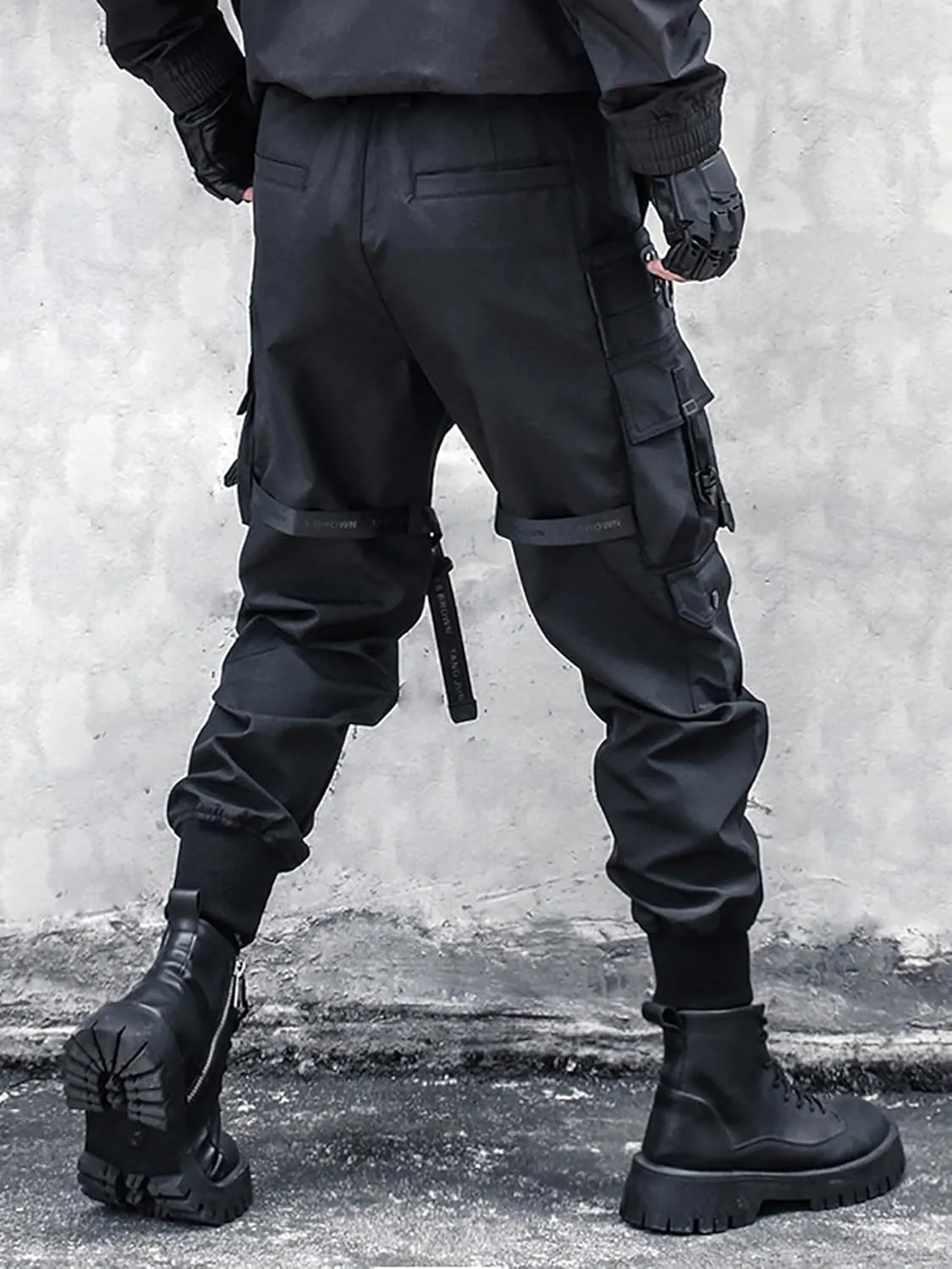 MOKEWEN Men's Multi Zipper Big Pocket Cargo Ninth Harem Pants Sweatpants