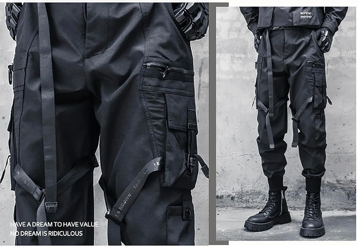 MOKEWEN Men's Multi Zipper Big Pocket Cargo Ninth Harem Pants Sweatpants