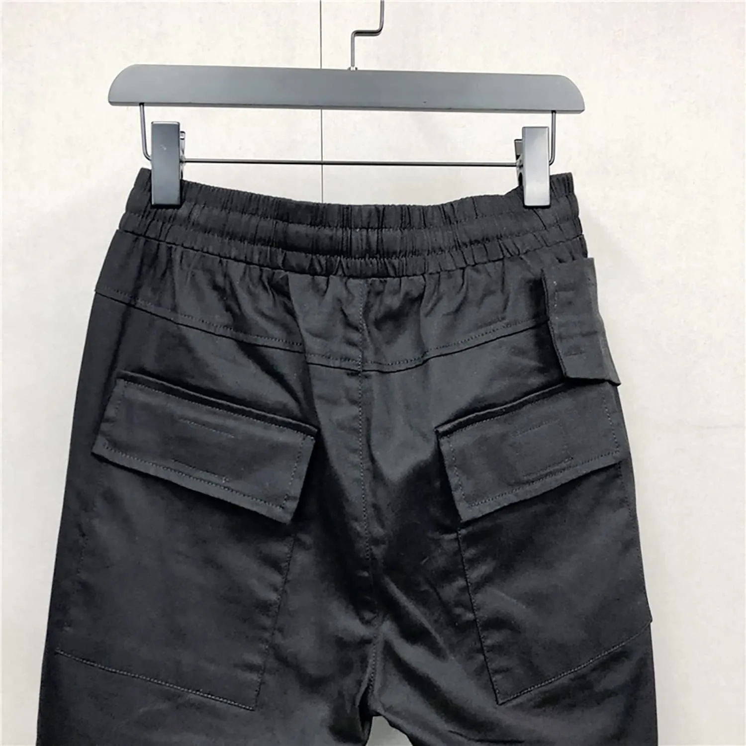 MOKEWEN Men's Ribbon Casual Straps Pocket Harem Pants Drawstring Elastic Waist