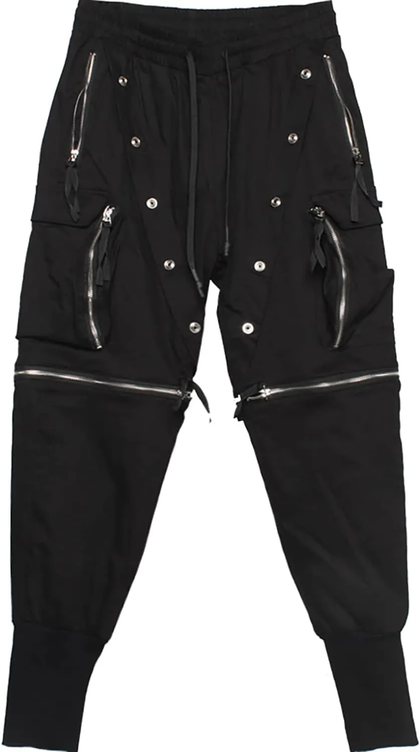 MOKEWEN Men's Streetwear Urban Techwear Ankle Band Casual Cargo Pants with Pockets Jogger
