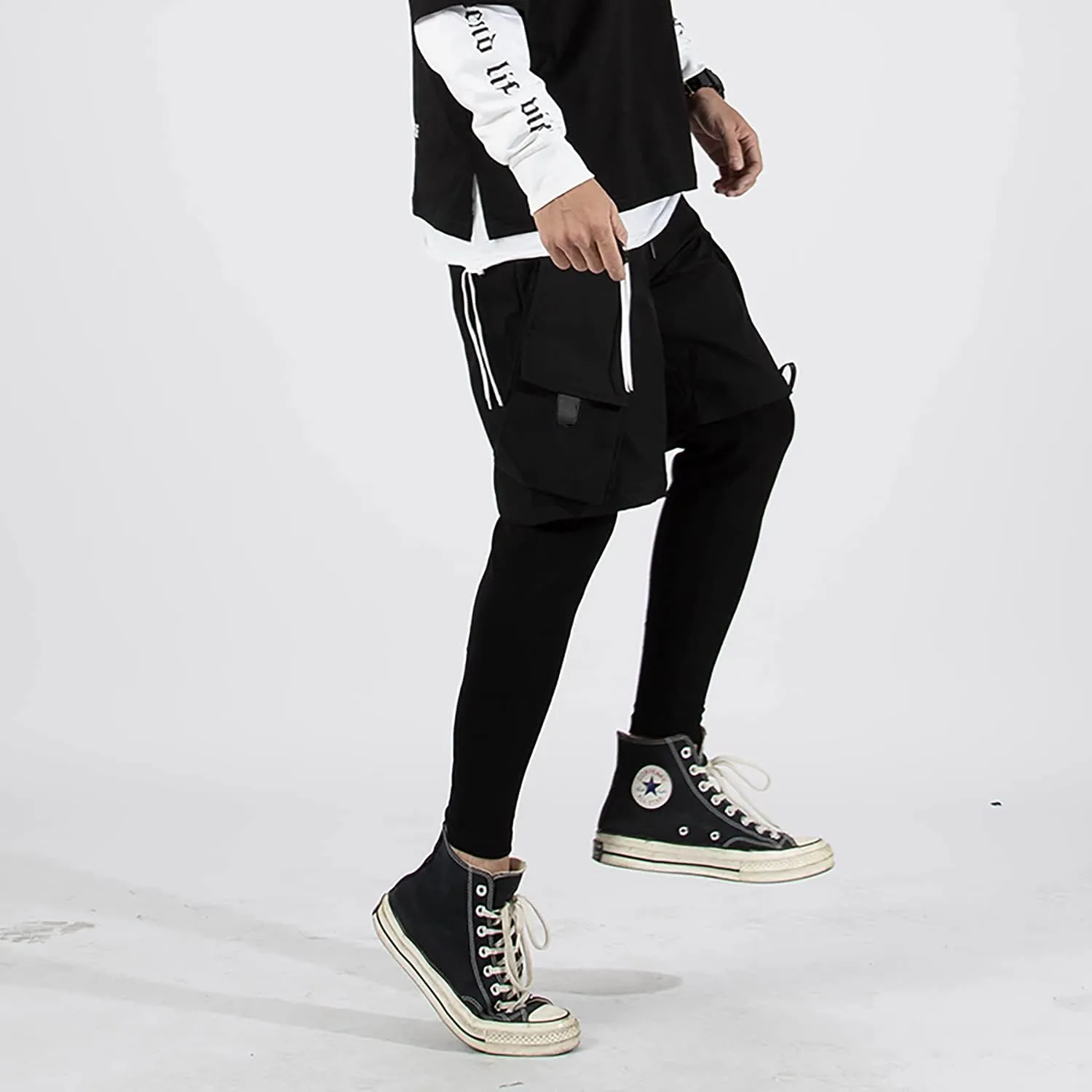MOKEWEN Men's Streetwear Urban Techwear Ankle Band Casual Cargo Pants with Pockets Jogger