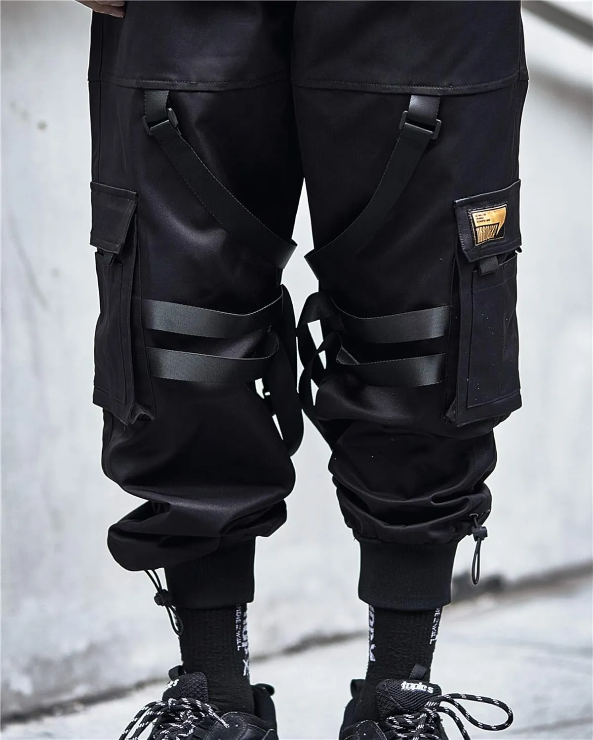 MOKEWEN Men's Streetwear Urban Techwear Ankle Band Casual Cargo Pants with Pockets Jogger